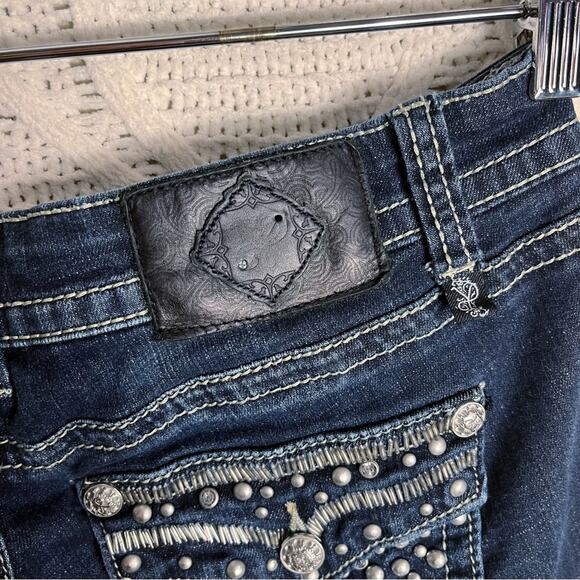 YNQ | Blue Wash Distressed Boot Cut Jeans | Bottoms - Picture 9 of 12